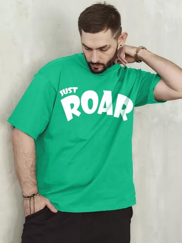 Image of LEOTUDE Men's Cottonblend Oversized Half Sleeve Round Neck Regular Fit T-shirt