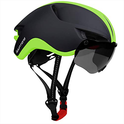 iWUNTONG Casco de Bicicleta,Casco Certificado CE con Visera Solar Extraíble,Casco de bicicleta con luz USB recargable,Casco de Bicicleta para Adultos Casco de Bicicleta Montaña Hombres Mujeres 60-64cm