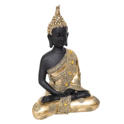 Atmosphera - Statuette Bouddha Assis - résine - doré - H34 cm
