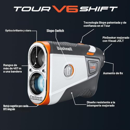 Miniatura 3 de Bushnell Tour V6 Shift - Telémetro Láser De Golf Rangefinder 202321, Estándar, Rojo