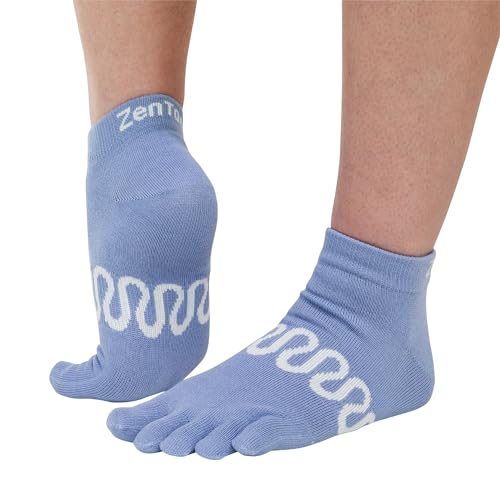 ZenToes Pilates Socks with Grips for Women, Non-Slip Yoga Cotton Sock with Grippers, Toe Socks for Reduced Rubbing, 2 Pairs