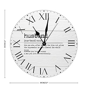 Husband Definition PVC Wall Clock Primitive Sayings Numeral Clocks with Roman Numerals Typography Art Print 12in Battery Operated Round Wall Clock Decor for Kitchen Home Office Bedroom Living Room Husband Definition PVC Wall Clock Primitive Sayings Numeral Clocks with Roman Numerals Typography Art Print 12in Battery Operated Round Wall Clock Decor for Kitchen Home Office Bedroom Living Room