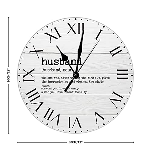Husband-Definition-PVC-Wall-Clock-Primitive-Sayings-Numeral-Clocks-with-Roman-Numerals-Typography-Art-Print-12in-Battery-Operated-Round-Wall-Clock-Decor-for-Kitchen-Home-Office-Bedroom-Living-Room Husband Definition PVC Wall Clock Primitive Sayings Numeral Clocks with Roman Numerals Typography Art Print 12in Battery Operated Round Wall Clock Decor for Kitchen Home Office Bedroom Living Room