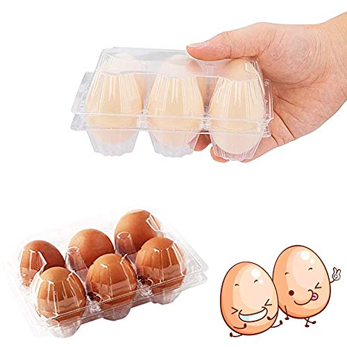 20 PCS 6 Girds Plastic Egg Cartons,Kitchen Plastic Egg Holder,Clear Egg Holder Storage Container for Family Pasture,Chicken Farm Business,Refrigerator Storage Market,Camping and Picnic