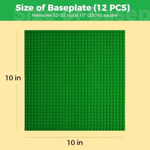 Image of Classic Baseplates Building Plates-10 inch x 10 inch Building Boards,100% Compatible with All Major Brands and Activity Table, Creative Platforms Mats for Toy Bricks (Green-16, 16 Pack)