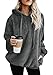 EFOFEI Femme Casual Manches Longues Zip Pull Sweat-Shirt Grande Taille Chaud Hoodie Polaire Gris L