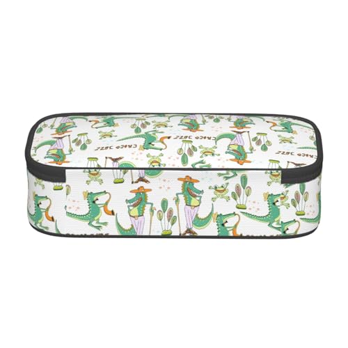 Image of Crocodile Pencil Case Aesthetic Large Capacity Pen Pouch | Storage Bag with Compartments for Travel School Office Organizer