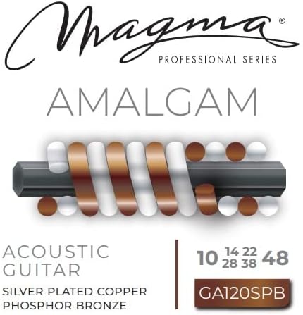 Magma - Light + Acoustic Guitar Strings - 3 Sets of 11-52 Gauge AMALGAM Phosphor Bronze & Silver Plated Copper Wound Acoustic Strings (.011" - .052") - GA130SPB