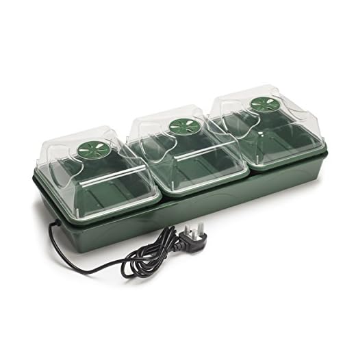 EarlyGrow Heated Electric Shatter-Resistant 3-Bay Windowsill Propagator