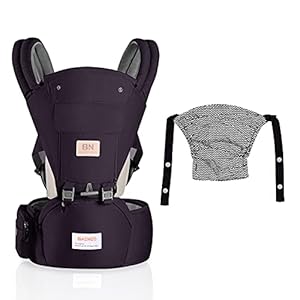 ERWEY Babytrage Ergonomische mit Hüftsitz Reine Baumwolle Leicht und atmungsaktiv Multiposition Dorsal Ventral Einstellbar für Neugeborene und Kleinkinder von 0 bis 3 Jahren Kindertrage (Dunkelblau)