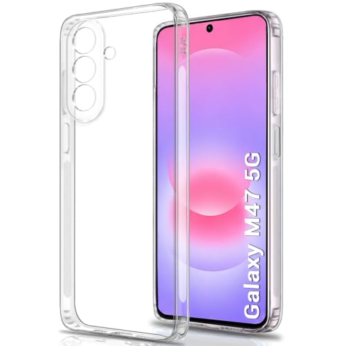 Image of TheGiftKart Back Cover Soft Case for Samsung Galaxy M47 5G | Best Camera Protection | Inbuilt Dust Plugs & Anti-Slip Grip | Ultra Clear Slim Back Cover Case for Samsung M47 5G (Silicone, Transparent)