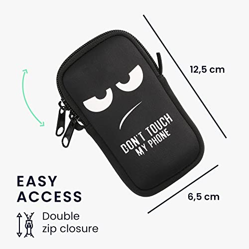 Kwmobile Neoprene Phone Bag With Design Xs - 3,5/4" - 4.9 X 2.5 Inches (12.5 X 6.5 Cm) Strap Holder - Don't Touch My Phone White/Black #TOP4
