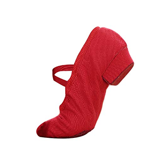 Yefree Damen Ballettschuhe Weiche Leinwand Knöchelbandage Latein Tanz Training Schuhe mit niedrigen Absätzen Cover