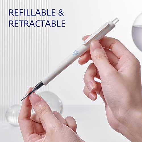 Kaco Gel Ink Pens Aesthetic School Office Supplies Retractable And Refillable 0.5Mm Extra Fine Point, 4 Pieces, All Black Ink #TOP2