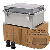 MAKERELE Small Waterproof Electrical Junction Box Clear ABS Plastic Dustproof Boxes Hinged Shell Outdoor Universal Project Enclosure with Clear Cover 8.6×6.7×4.3 inch (220×170×110mm)