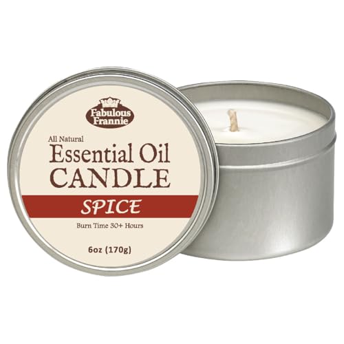 Fabulous Frannie Spice (Holiday) All-Natural Soy Candles Cotton Wick High Pure Essential Oil Scent 40 Hours Burn Time Gift for Women & Men 6 Ounce (Pack of 1)