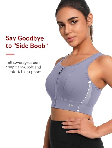 Image of Yvette Front Closure High Impact Sports Bra for Women | Cup Sizes A to DDD Up to 5XL, Sewn in Pads, No Underwire, Breathable Fabric Moisture-Wicking, Easy on and off, Full Coverage