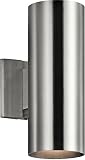 Kichler Cylinders 12" 2-Light Cylinder Outdoor Wall Sconce in Brushed Aluminum, (12" H x 4.75" W), 9244BA