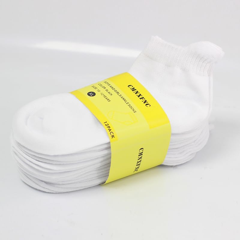 Girls' White Ankle Socks,Athletic Low Cut No show Socks With Heel Tab 12-Pairs Packs - Image 3
