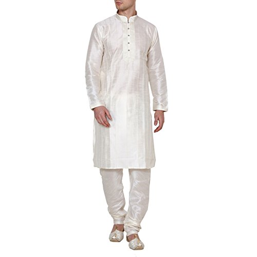 Pijama kurta para hombre crema ROYAL mezcla de seda ideal celebraciones