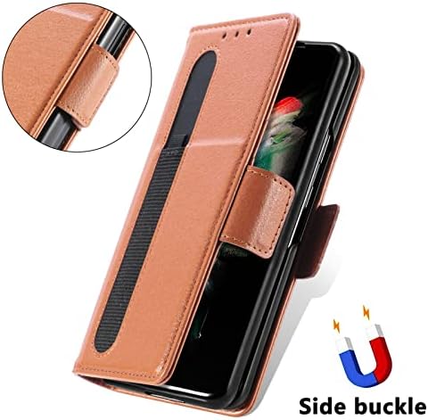 Compatible with Samsung Galaxy Z Fold4 5G 2022, Silm Fit Premium Leather Card Holder Wallet Case with S Pen Holder Phone Cover Case for Galaxy Z Fold 4