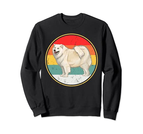 Vintage Retro Sunset Samoyed Dog Sweatshirt, Black