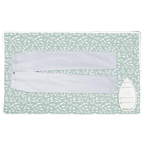 Image of Encasa XO Ironing Mat, 3mm Felt Padding, Silicone Iron Rest Green