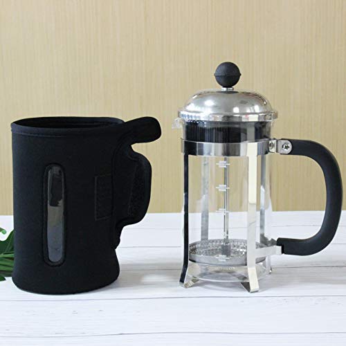 Image of InstaCuppa French Press Neoprene Sleeve Add on for Protection and Insulation (Black, 600 ml)