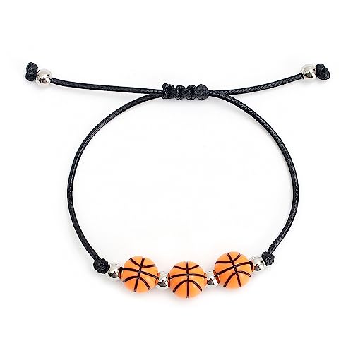 FUTIMELY Sports Bracelet Basketball Bracelet Baseball Bracelet Football Bracelet Billiard Black 8 Bracelet Adjustable Braided Bracelets for Gifts (Basketball)
