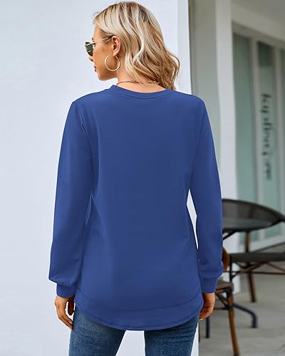 Image of MOLERANI Sweatshirts for Women Casual Long Sleeve Crewneck Shirt Tunic Tops | Pullovers, Soft Lightweight Warm Fabric, Loose Fit, Fall Winter Trendy Clothes, Daily Wear, Workout, Outdoor Outfits