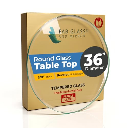 36" Inch Round Glass Table Top 3/8" Thick Tempered Beveled Edge by Fab Glass and Mirror