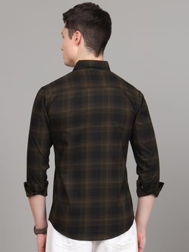 Image of Majestic Man Stylish Slim Fit Cotton Spread Collar Checked Casual Shirt