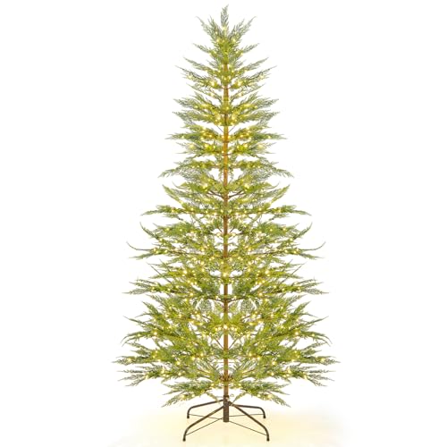 Goplus 7.5ft Pre-Lit Sparse Christmas Tree, Simulated Artificial Cypress Christmas Tree with 612 PE...