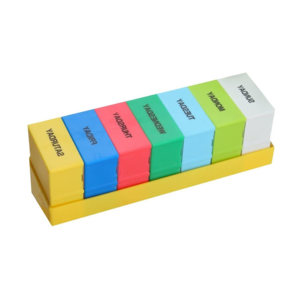 Pastillero Organizador de pastillas Pastillero 7 días 4 veces al día Dispensador de tabletas de medicina Pastillero semanal Organizador de tabletas Suministros médicos Verde, talla única (amaril