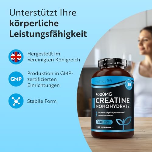 Nutravita Creatin Monohydrat 3000mg - 300 Kreatin Tabletten - 100 Tage – Ansicht 3