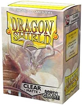 Dragon Shield Standard Size Sleeves – Matte Clear Non-Glare 100CT - Card Sleeves are Smooth & Tough - Compatible with Pokemon, Yugioh, & Magic The Gathering Card Sleeves – MTG, TCG, OCG, (ART11801)