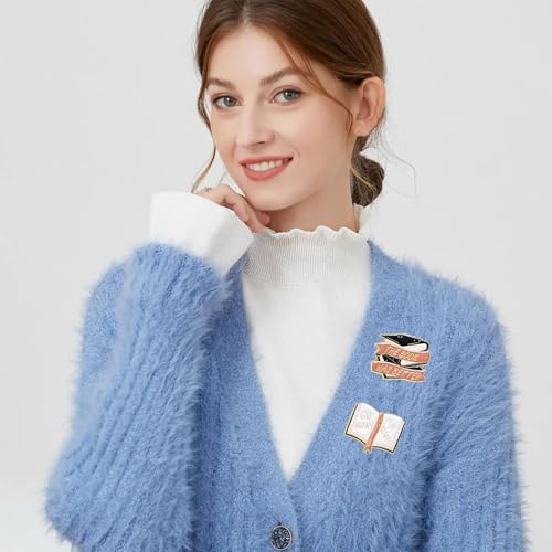 Image of Book Pins Cartoon Book Enamel Pins Books Lovers Gifts Decorative Lapel Pins for Backpacks Clothing Bags Jackets Learning Gifts for Teacher Student
