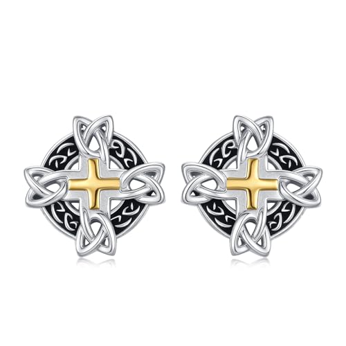 Celtic Knot Earrings 925 Sterling Silver Celtic Stud Earrings Irish Jewelry Gifts for Women Men