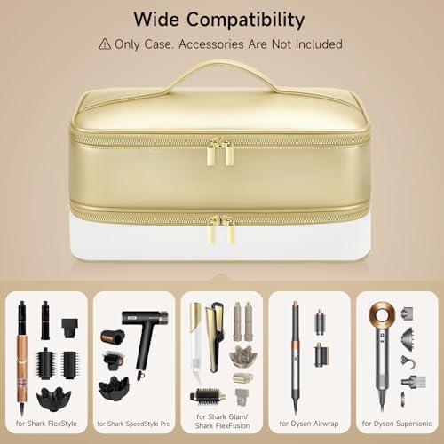 Image of Travel Hair Dryer Case for Shark Glam, Portable Hair Tools Bag for Shark FlexFusion, Double-Layer Storage Carrying Case for Shark FlexStyle Blow Dryer, Silki Straightener & Glossi Attachments Holder