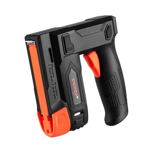 Dnipro‑M Grapadora a batería 3.6V 1500 mAh. Incluye 400 grapas y 100 clavos, compatible con grapas 6–14 mm y clavos 14–15 mm, carga USB‑C. CS-36