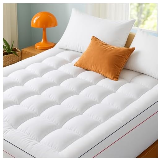 Bedsure Queen Mattress Topper - Extra Thick Mattress Pad Cover with Deep Pocket fits up to 21 Inches, Soft Pillow Top Bed Topper for Back Pain Relief, Overfilled with Down Alternative Filling, White