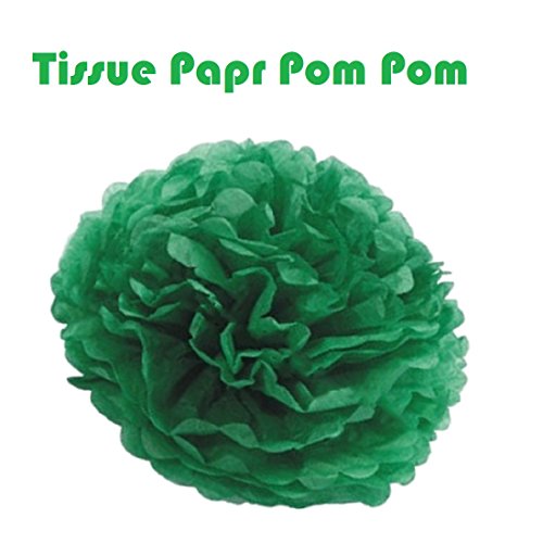 Pompones de papel de seda verde oscuro para decoración de bodas y fiestas, 8 pulgadas (paquete de 20)