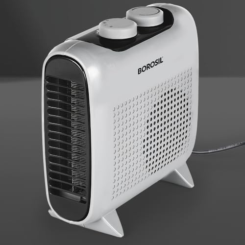 Borosil 2000W Novus Portable Electric Fan Room Heater (Made in India) | Variable Temperature Control, Horizontal & Vertical Placement | Room Heater Blower, Overheat Protection | 1 Year Warranty, Grey