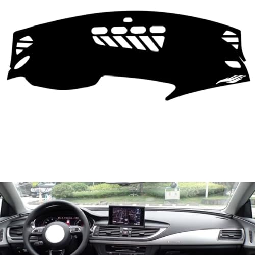leather dash board cover mat Compatible with Audi A7 （NO HUD） 2009-2018 ，dashboard cover(Black)