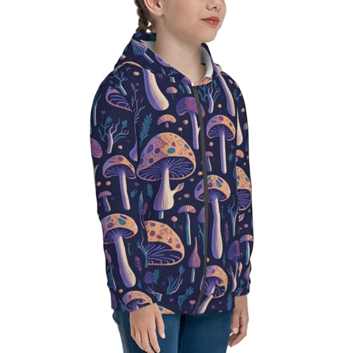 Floral Hippie Mushrooms Kid Hoodies Boys Zip Up Sweatshirts Girls Pullover with Pocket4