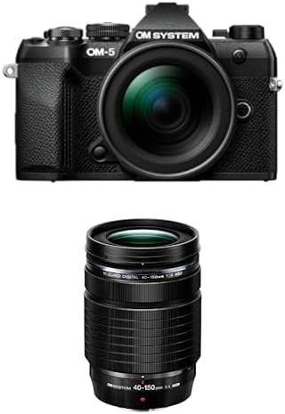 Bundle of OM SYSTEM OM-5 Mark II BLK w/M.ZUIKO Digital ED 12-45mm F4.0 PRO KIT Compact Light Weight Weather Sealed 4K Video Camera Best for Outdoor Travel + M.Zuiko Digital ED 40-150mm F4.0 PRO