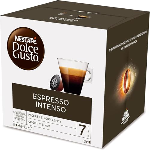 Image of Nescafe Dolce Gusto Espresso Intenso Coffee Capsules, Intensity 7, Full-Bodied & Spicy, 16 Capsules, Make Your Everyday Special, (Product Of UK) From DECADENT