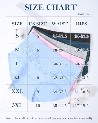 Image of Women's Cotton Underwear Slight Tummy Control High Waisted Postpartum Panties Ladies Soft Full Coverage Briefs 5 Pack