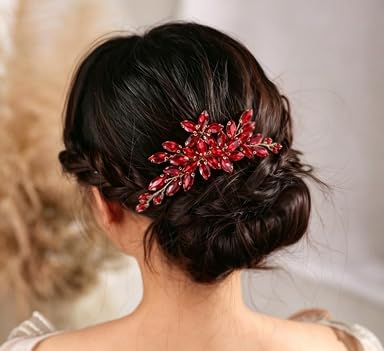 Peine para boda con cristales de metal multicolor miniatura 2