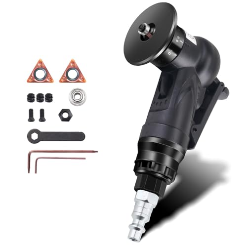 Snobeb 2-in-1 Pneumatic Chamfer Tool,45 Degree Air Mini Portable Handheld Metal Plastic wood Edge Beveler with Replace Blades for Metal Deburring (2 in 1-black Plastic shell)